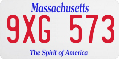 MA license plate 9XG573