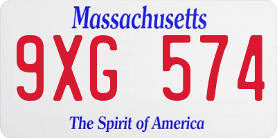 MA license plate 9XG574