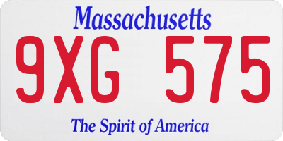 MA license plate 9XG575
