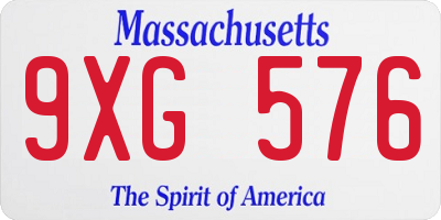 MA license plate 9XG576