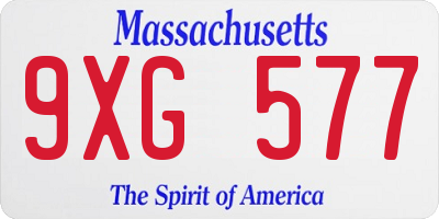 MA license plate 9XG577