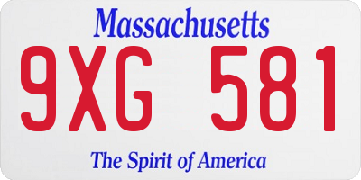 MA license plate 9XG581