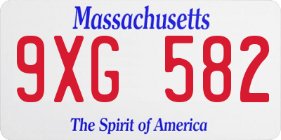 MA license plate 9XG582