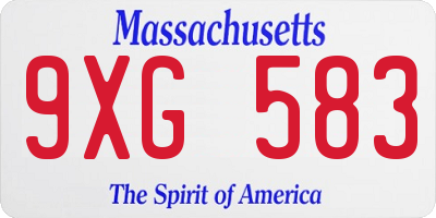 MA license plate 9XG583