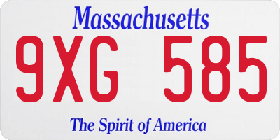 MA license plate 9XG585