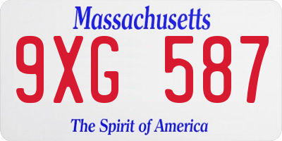 MA license plate 9XG587