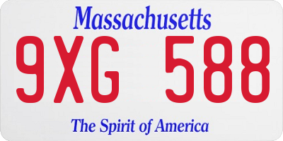 MA license plate 9XG588