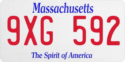 MA license plate 9XG592