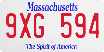 MA license plate 9XG594