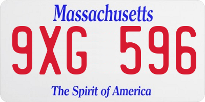 MA license plate 9XG596