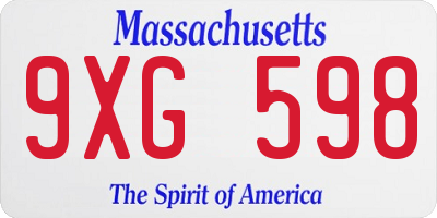 MA license plate 9XG598