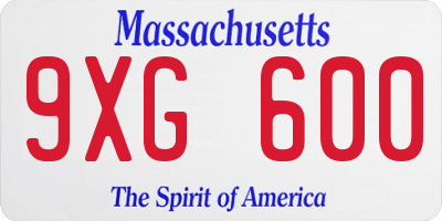 MA license plate 9XG600