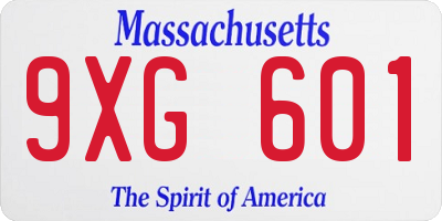 MA license plate 9XG601