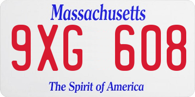 MA license plate 9XG608