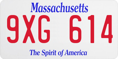 MA license plate 9XG614