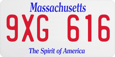 MA license plate 9XG616