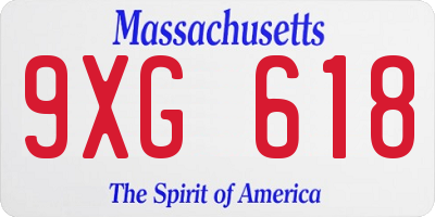 MA license plate 9XG618