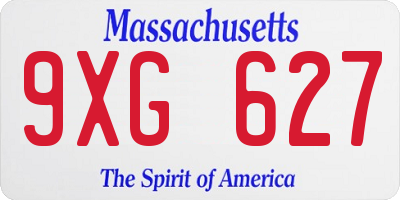 MA license plate 9XG627