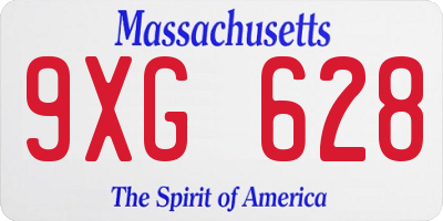 MA license plate 9XG628