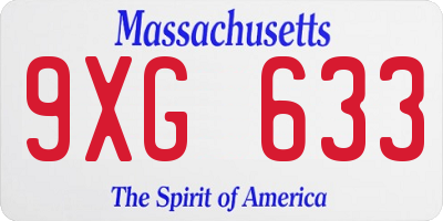 MA license plate 9XG633