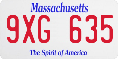 MA license plate 9XG635