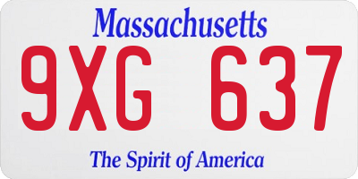 MA license plate 9XG637