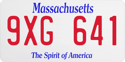 MA license plate 9XG641