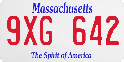MA license plate 9XG642