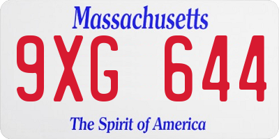 MA license plate 9XG644