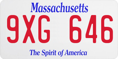 MA license plate 9XG646