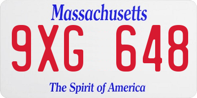 MA license plate 9XG648