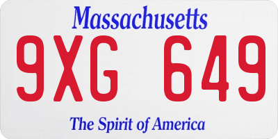MA license plate 9XG649