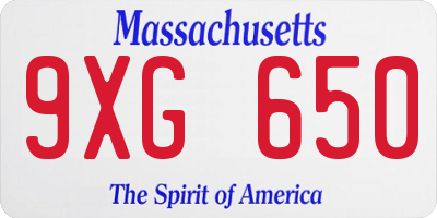 MA license plate 9XG650