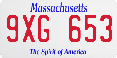 MA license plate 9XG653