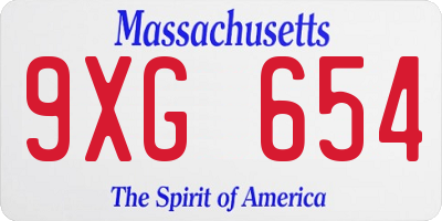 MA license plate 9XG654