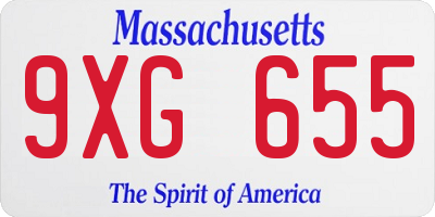 MA license plate 9XG655