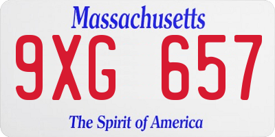 MA license plate 9XG657