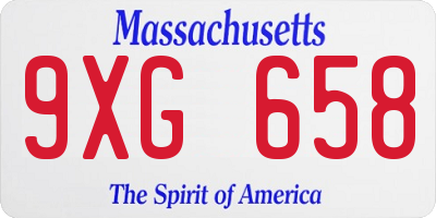 MA license plate 9XG658