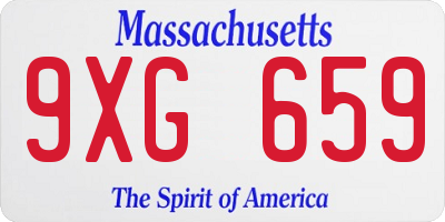 MA license plate 9XG659