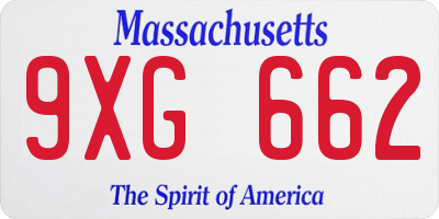 MA license plate 9XG662