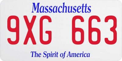 MA license plate 9XG663