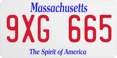 MA license plate 9XG665