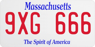 MA license plate 9XG666