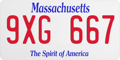 MA license plate 9XG667