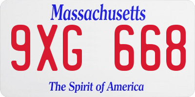 MA license plate 9XG668