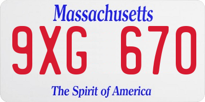 MA license plate 9XG670