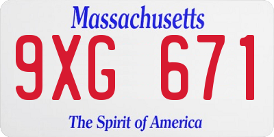 MA license plate 9XG671