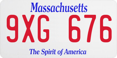 MA license plate 9XG676