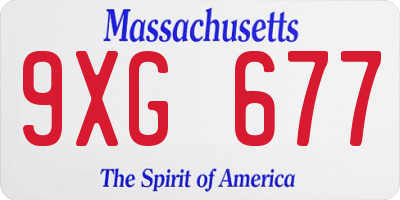 MA license plate 9XG677