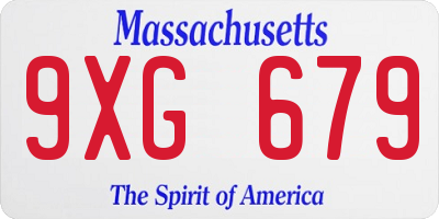 MA license plate 9XG679